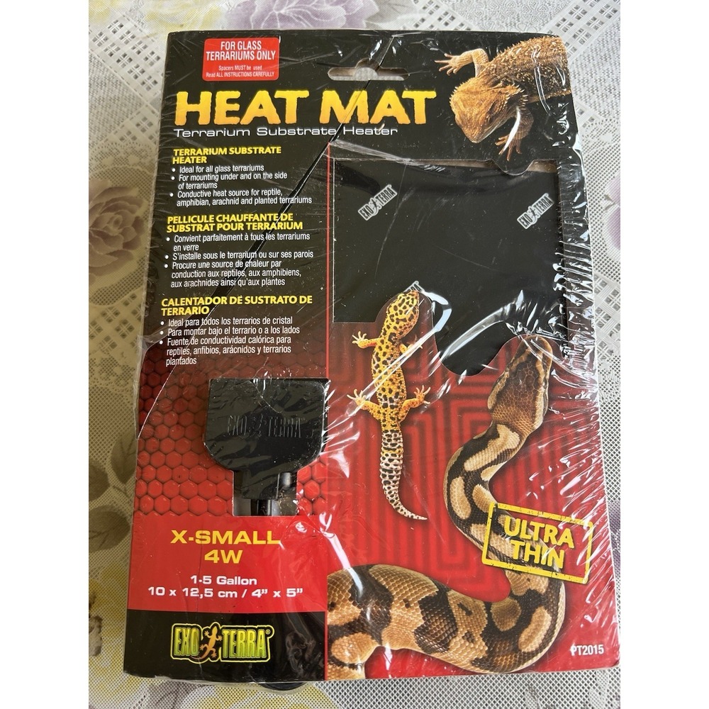 Exo Terra Heat Mat Terrarium Substrate Heater 4Watts 1.5 Gallon 4"x5"  Ultra Thi